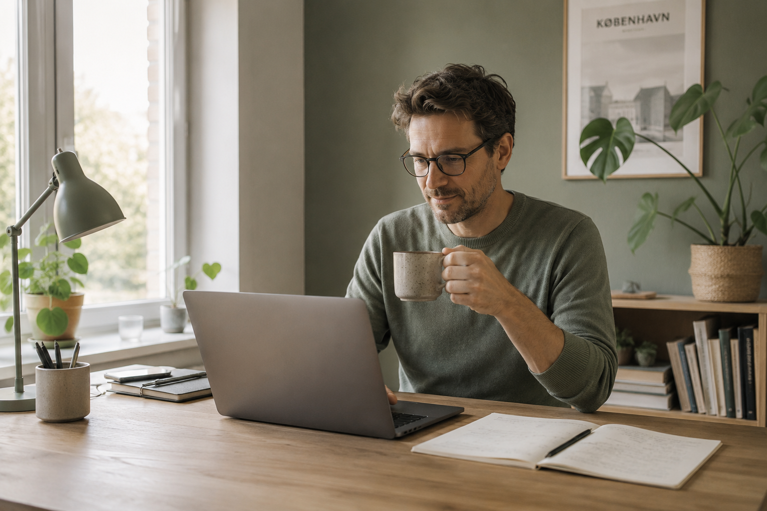 Person arbejder fleksibelt hjemmefra